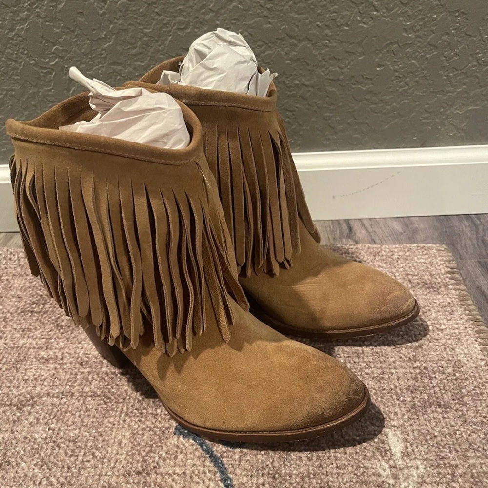 Frye fringe booties